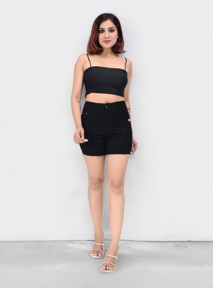 Women's Demin Regular Fit Stretchable Shorts