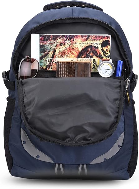 HERMOSA INDIA Large 35 L Backpack Spacy Unisex/College/School/Travel Backpack with Rain Cover and Reflective Strip (NAVY BLUE) - Image 3