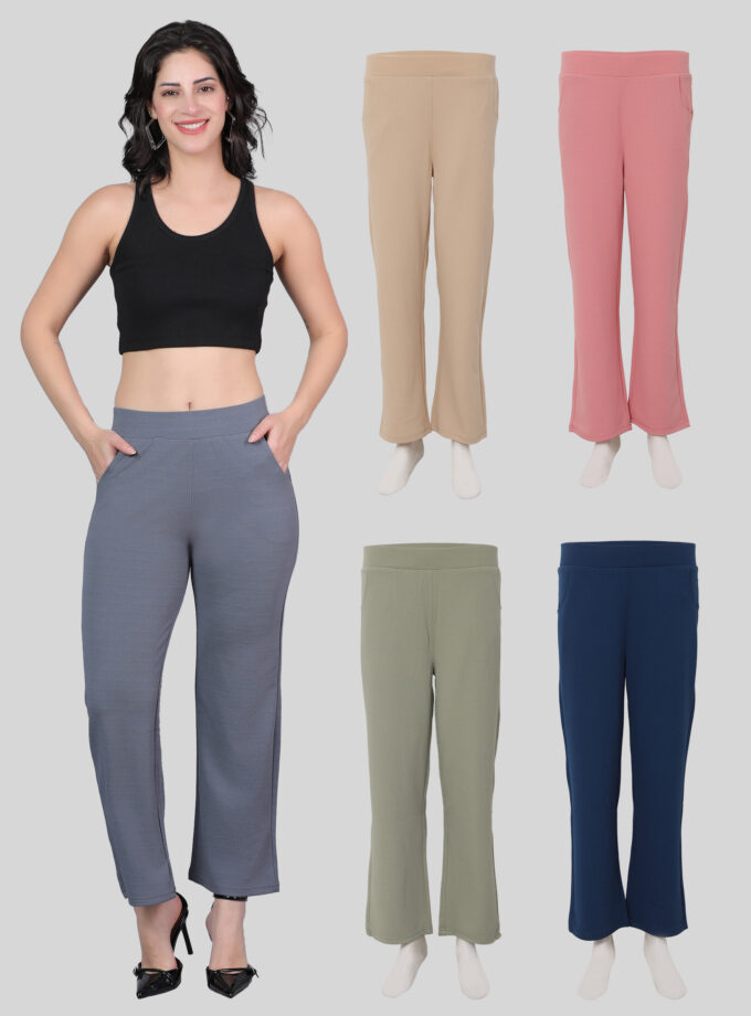 HERMOSA INDIA Women’s Belbottom Pants – Soft Knitted Fabric | Stylish Bootcut Fit